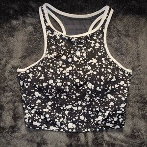 Fabletics Black and White Speckled Crop Top